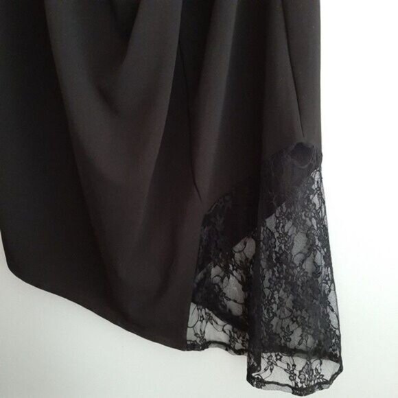 ASOS Asymmetric Maxi Dress Lace Panels Black Sz 22 - Picture 9 of 15